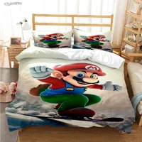 Ensembles de literie toutes saisons Mario Cartoon Game, housse de couette et taies d'oreiller, mignon, doux, simple, double, reine, roi, athlon 4