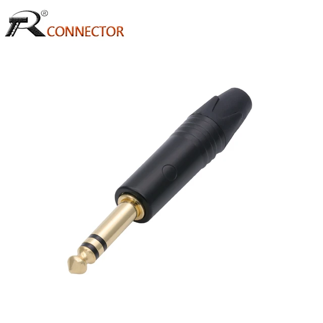 1PCS 6.35MM Jack 3 Poles Stereo 1/4 Inch 6.3MM Male Plug Soldering Wire  Connector Gold Plated Brass Microphone Plug Connector - AliExpress