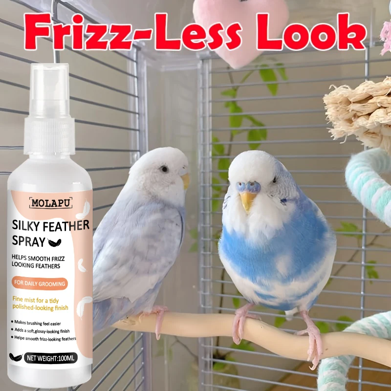Parrot Feather Care Spray (Suitable for Budgerigars and Cockatiels) - Bathing Spray for Feather Grooming, Makes Feathers Smooth and Shiny, Creates Y-Shaped Feather Effect, Easy to Apply for Daily Grooming, Lightweight and Qui