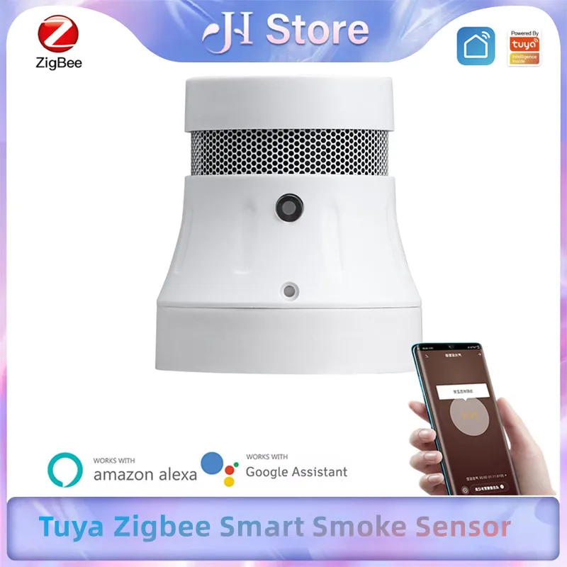 

Tuya Zigbee Smoke Sensor Smart Home Fire Alarm Detector APP Remote Monitoring Alarm Home Security Work With Tuya Smart Life