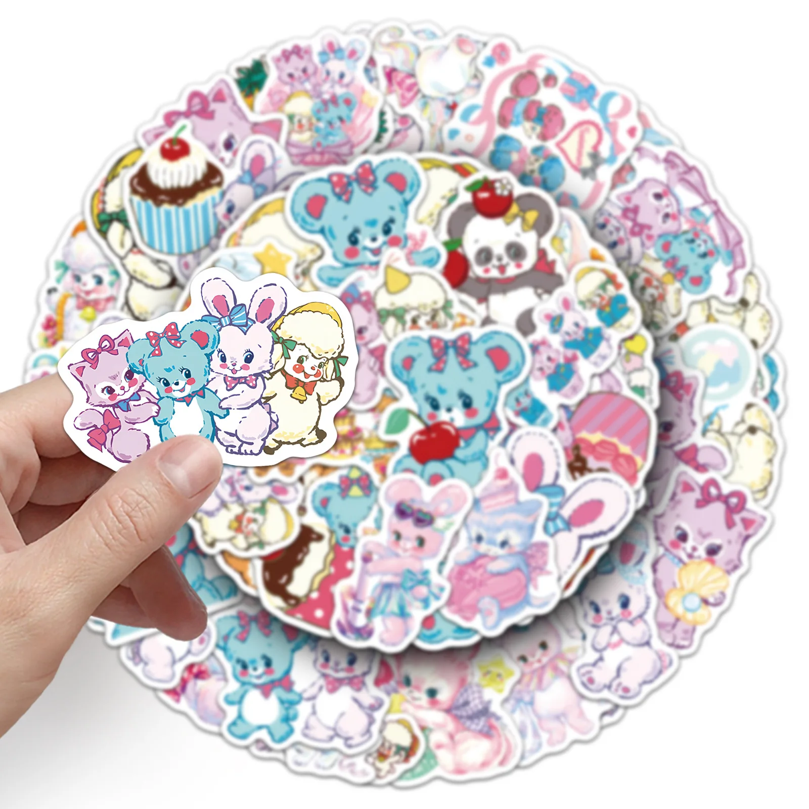 50Pcs 귀여운 수영 선수 스티커 고양이 토끼 데칼 노트북 스크랩북 수하물 기타 헬멧 DIY 낙서 미적 스티커