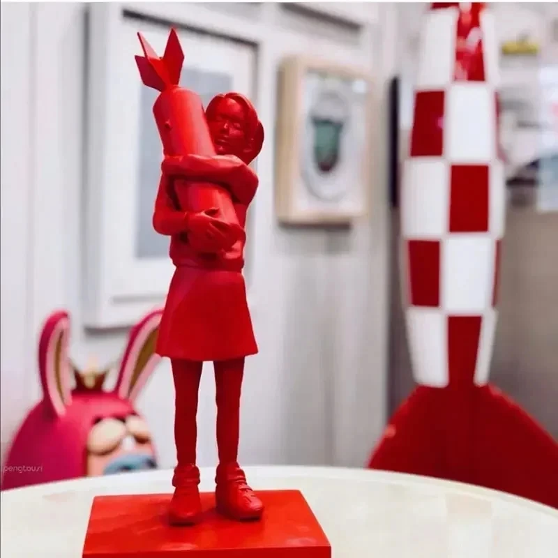その他 MEDICOM TOY - BANKSY BOMB HUGGER(RED BOMB Ver.) Banksy Hugging Bomb Girl Statue Imitate Banksy Hugger Peace