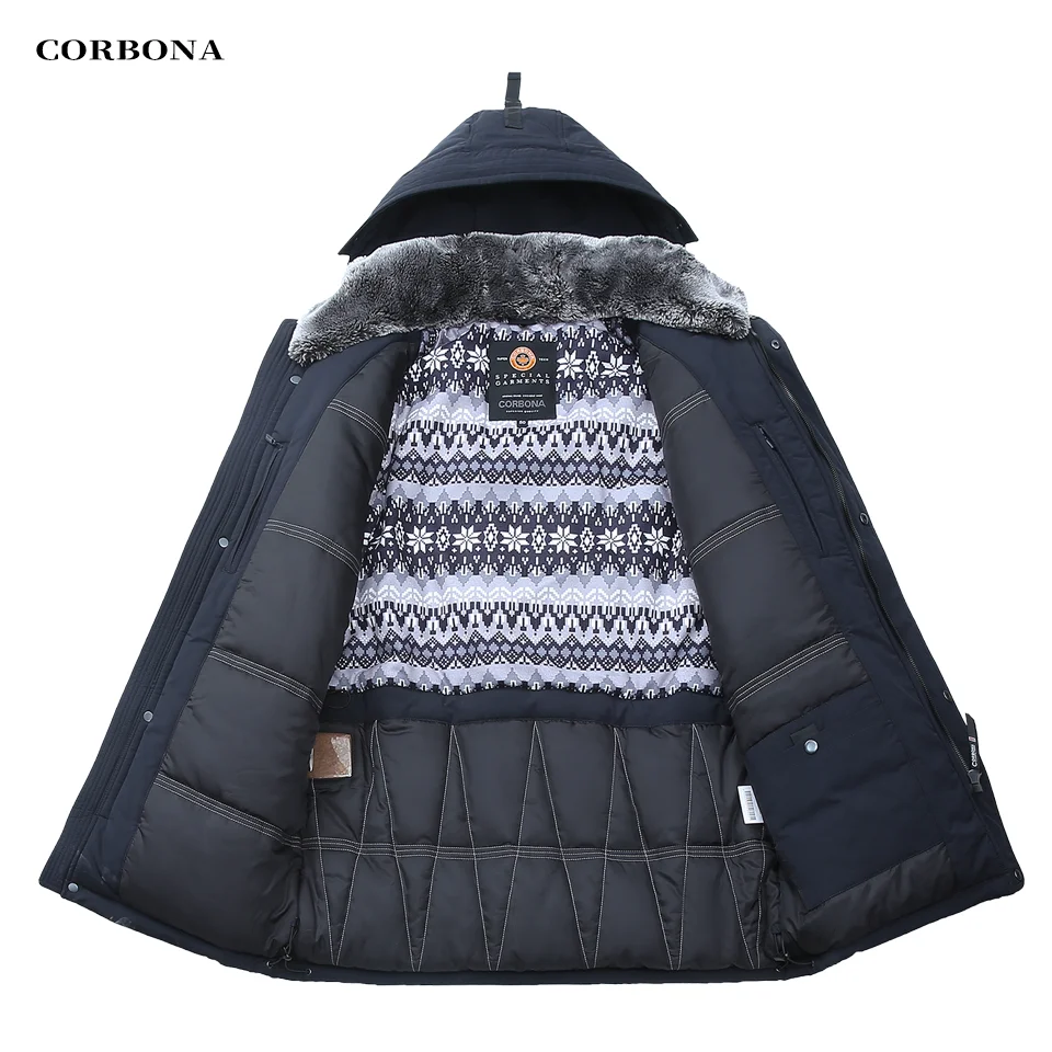 CORBONA 2024NewArrival Men Navy Winter Autumn Coat Warm Windproof Detachable Hooded Cotton High-End Casual Daily Nice Gift Parka