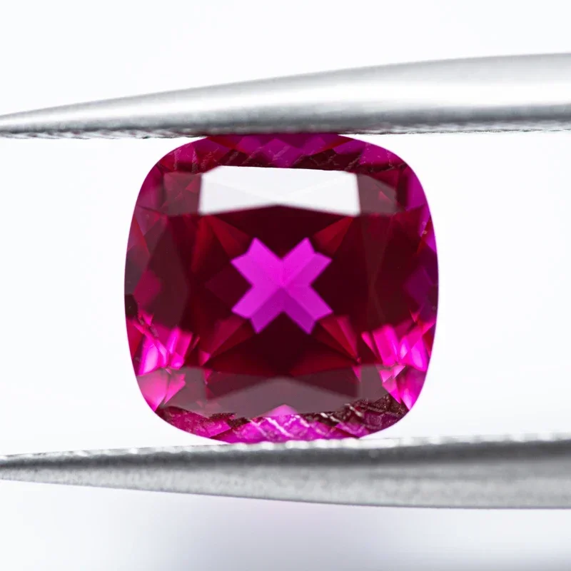 Lab Grown Ruby Square Cushion Rubeliite Colour ShapeVVS1 Selectable AGL Certificate Charms Beads Diy Jewelry Making Materials