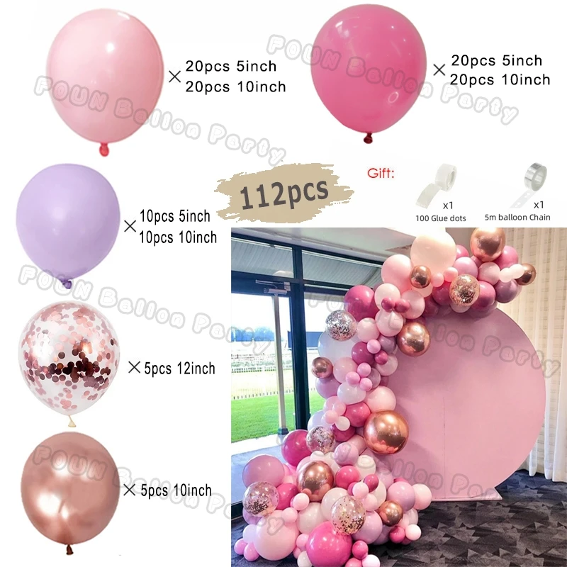 Rosa balão guirlanda arco kit decorações da