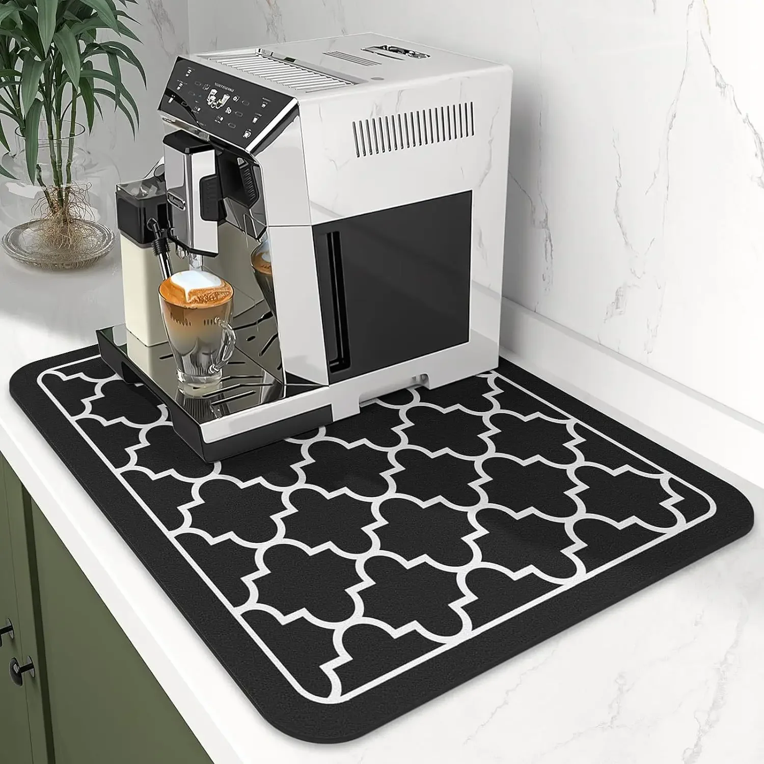 Deluxe Absorbent Countertop Dish Mat with Non-Slip Rubber Backing