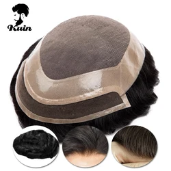 Men Hair Prosthesis Lace Front With Fine Mono Top Natural Hairline Toupee Men Wig 100% Human Hair System Unit Male Wig