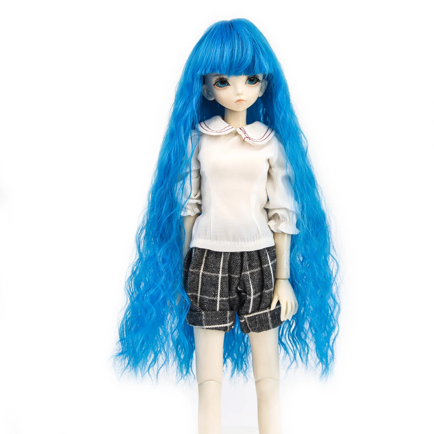 1/4 BJD Doll Wigs Long Curly blue multiple colour Wigs DIY Doll Accessor Heat Resistant Fiber Wire Wavy Hair For Dolls