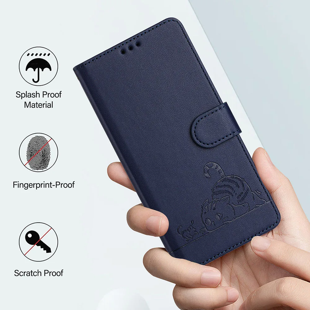 Cute Cat Pattern Wallet Flip Case with Smart Card Slots