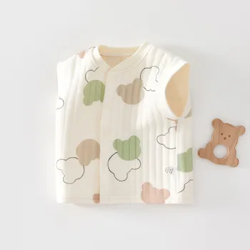 AYNIGIELL الفتيات سترة 2025 الخريف جديد الكورية بيبي بوي Webbed سترة دون أكمام 0-2 سنة موضة الطفل 3