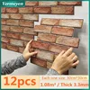 12pcs 3D Brick Wall Sticker Self-Adhesive PVC Wallpaper for Bedroom Waterproof Oil-proof Kitchen Stickers DIY Home Wall Decor 1