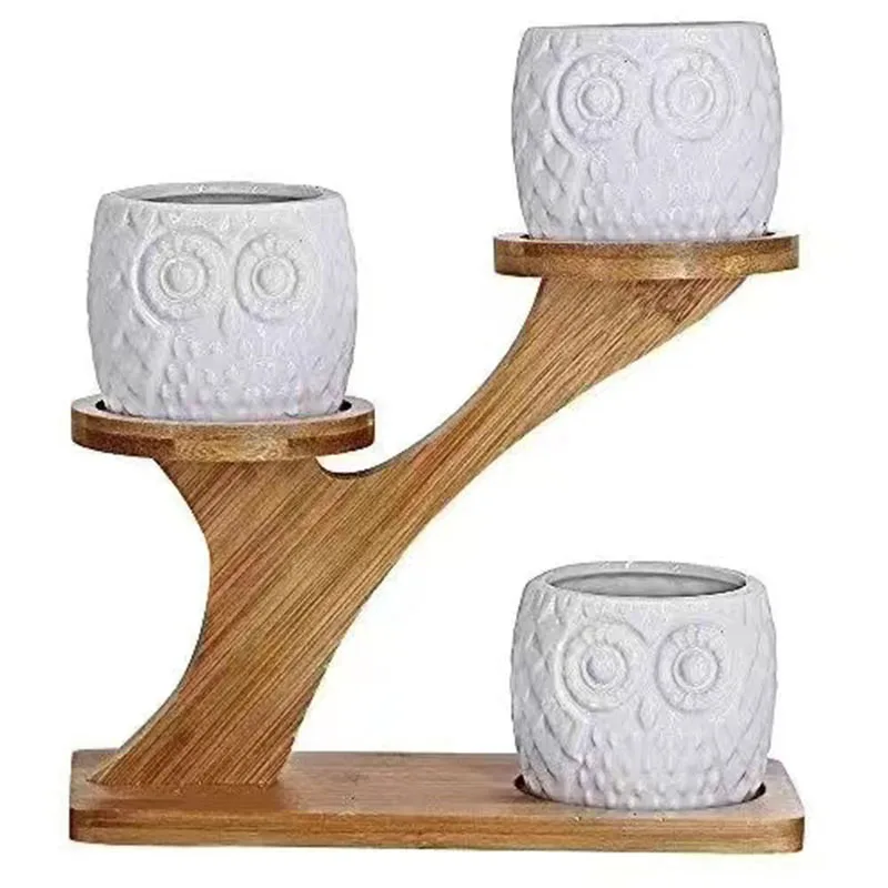 Bamboo Arch Plant Shelves Countertop Pot Modern Watering Window Plant Stand Pots Balcony Home Decoration