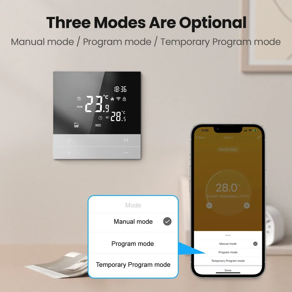Description Picture 6 of itemTNCE Tuya WiFi Thermostat Water/Electric Floor Heating Water Gas Boiler smart Temperature Voice Remote Control Google Home Alexa
