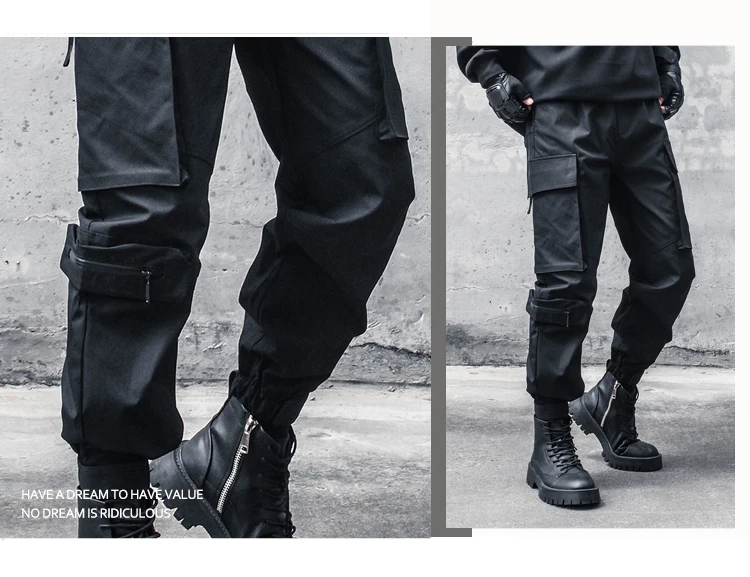 Description Picture 3 of itemPFNW Men's Chic Trendy Loose Tactical Leggings Darkwear Functional Outdoor Multi Pocket Cargo Pants Tide Punk Overall 12Z4826