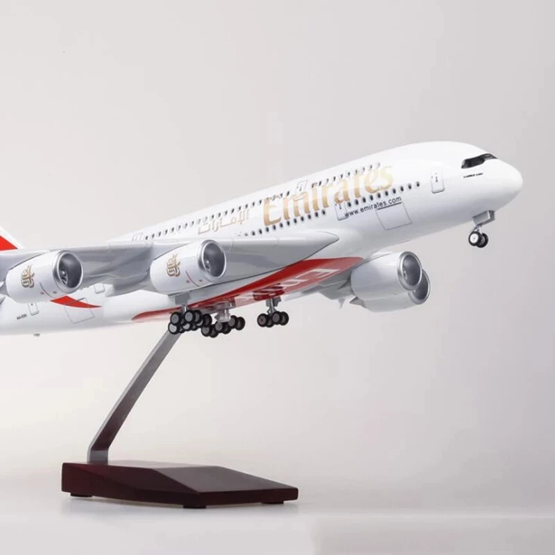 

45CM 1/160 Scale Diecast Model A380 Emirates Airways Resin Airplane Airbus With Light And Wheels Toy Airline Collection