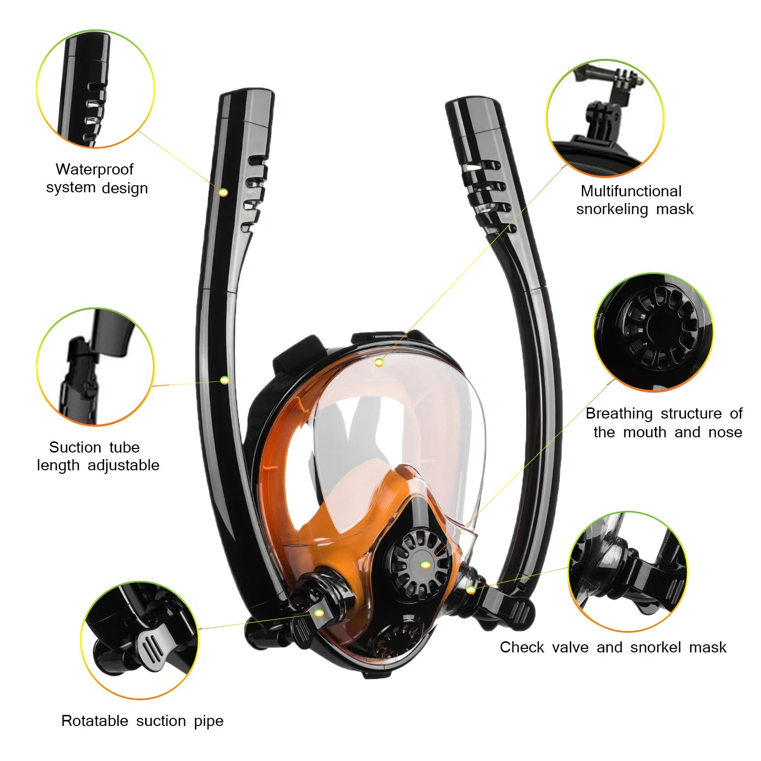 QDWETS Snorkel Scuba Tank Air Cylinder Outdoor Snorkeling Portable Scuba Diving Mask Range Extension Combination Equipment