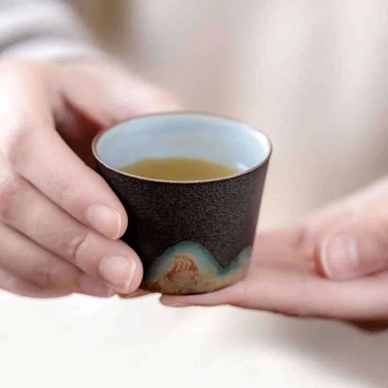 50ml/55ml Hand drawn mountain shape teacup Retro Ceramic Tea cup Kung Fu Tea Set Coffee Cup Small Water Cup Porcelain Teaware tea cup