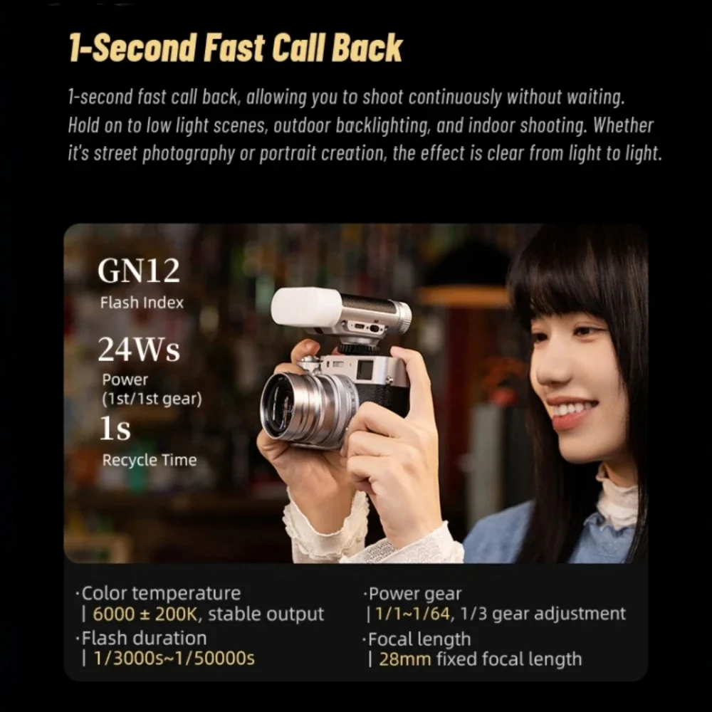 Viltrox Z1 Pro 레트로 플래시 TTL HSS 1/8000s 24Ws GN12 미니 스피드라이트 ( E, 캐논 EF, 후지 X, 니콘 Z 호환)