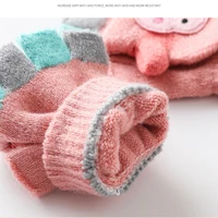 Half Finger Flip Covered Gloves Cute Cartoon Kids Gloves Winter Warm Knitted for Children Boys Girls 1-5Y Baby Accessories 4