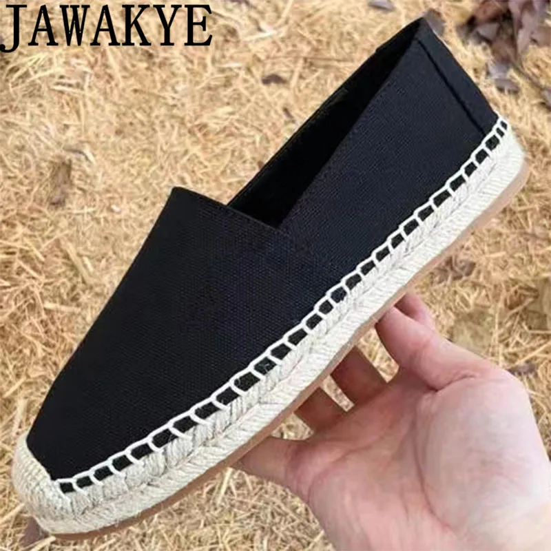 

Spring New Slip On Canvas Loafers Flat Shoes Women Casual Straw Braid Espadrilles Female Designer Comfort Walk Driving Shoes