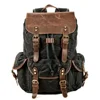 Mens Waxed Canvas Backpack Rucksack forwith Laptop Compartment Rustic Men Wax Leather Backpacks Travel Vintage Bookbag 5