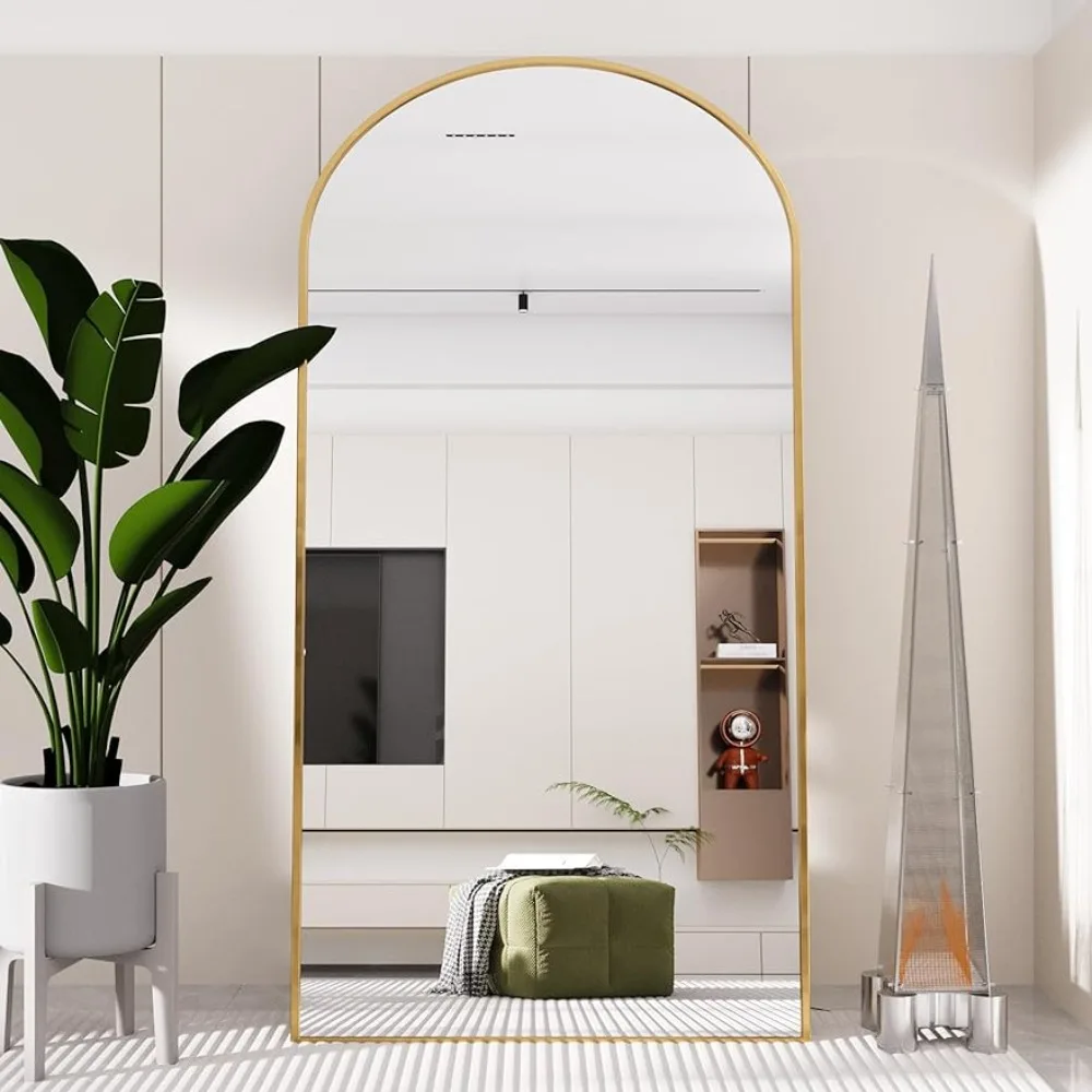 

Large Full Body Mirror with Stand, Full Floor Mirror Standing Wall Mounted or Leaning with Aluminum Alloy Frame for Living Room