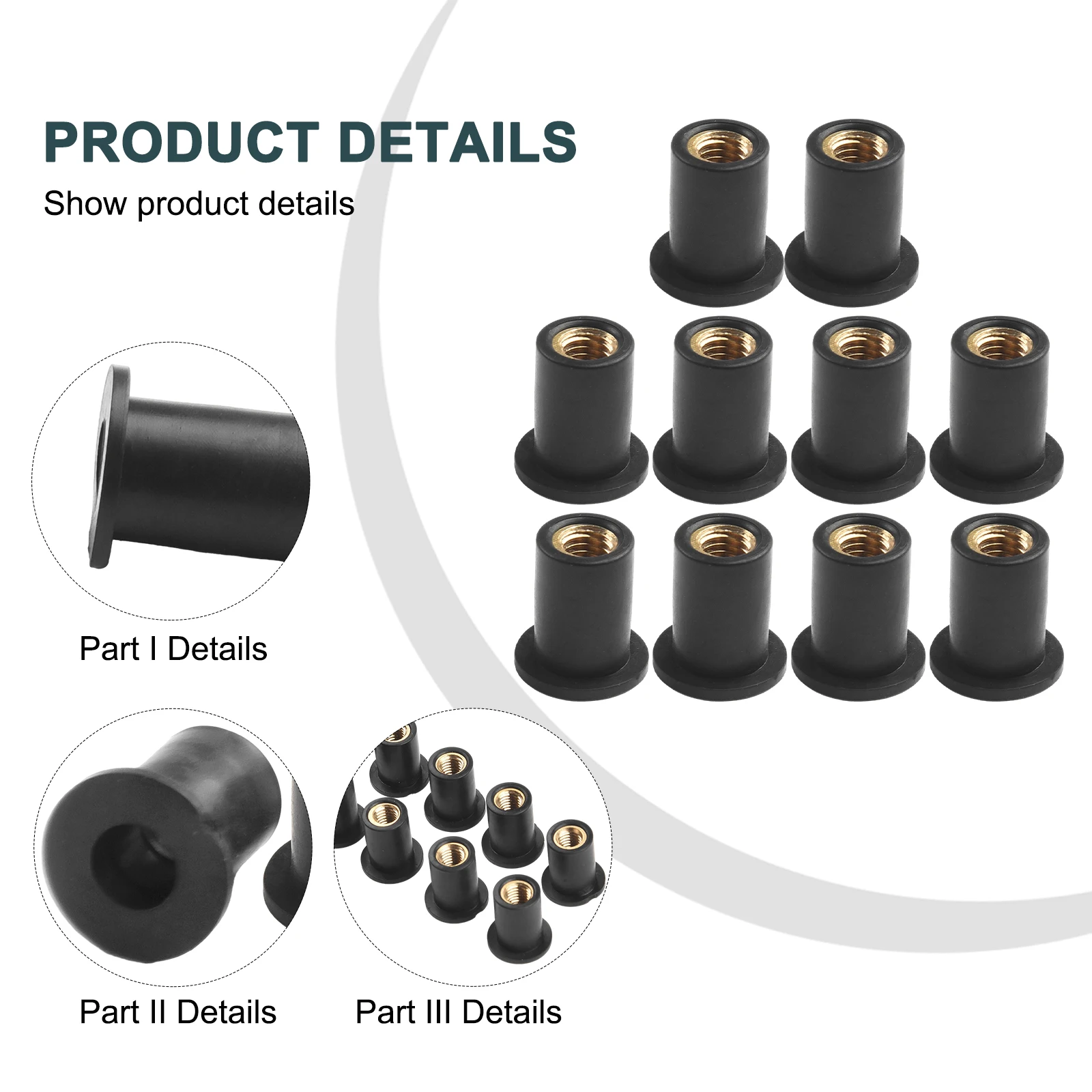 

New High Quality Nut Nuts 5mm ATV Black Bodywork For Most Windshields M5 Motorcycle Panel Mounting Rubber+brass