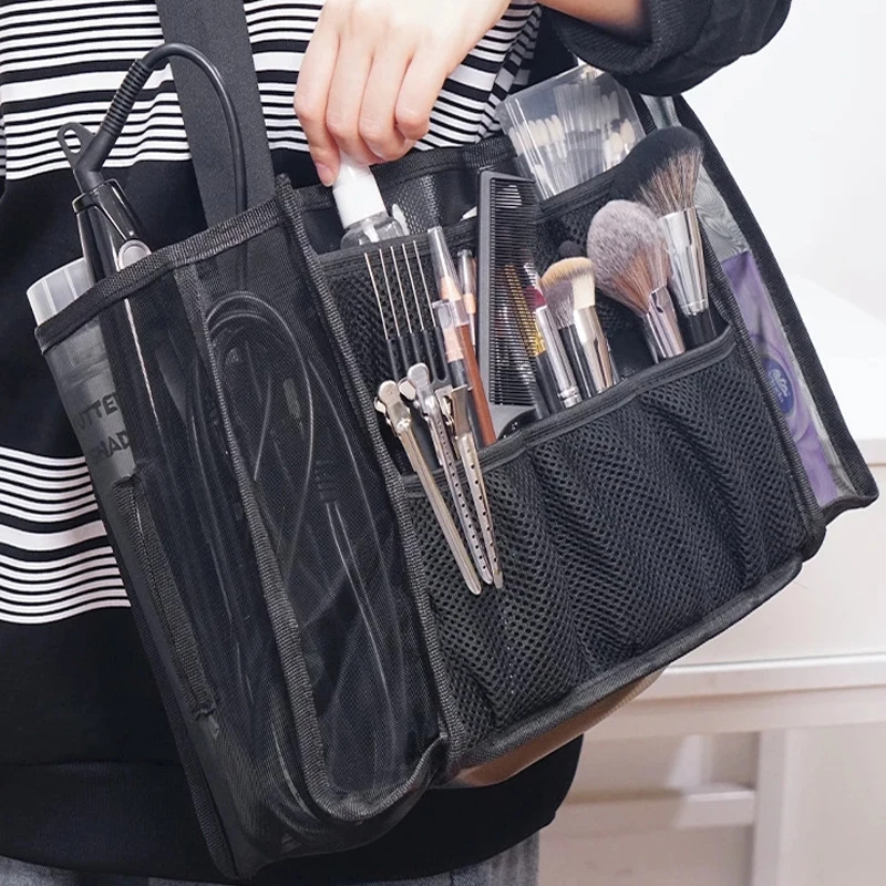 Large Capacity Black Cosmetic Brush Storage Bag Women Artist Waist Bags Hair Stylist Makeup Holder Multifunctional
