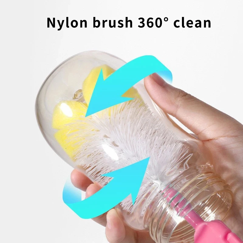 Bottle cleaning brush 5PCS Nipple Straw Cleaning Brush made of sponge and nylon for safe and efficient cleaning
