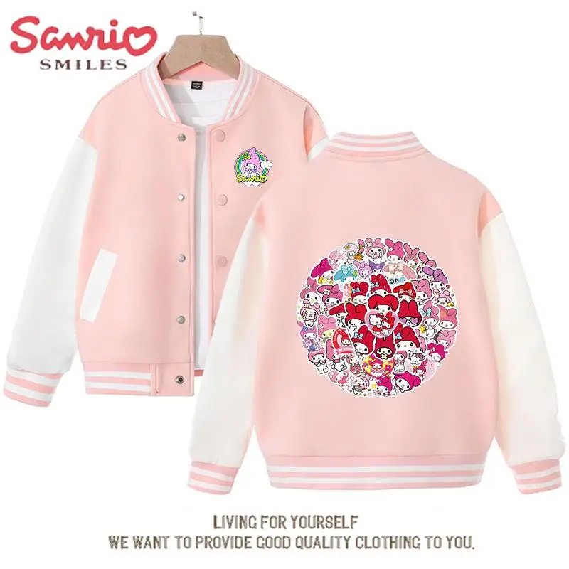 

Sanrio Kids Cotton Baseball Uniform My Melody Cartoon Spring Autumn Casual Jacket Cute Outdoor Fashion Top Anime Girl Gift