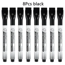 Vibrant 8 - Color Extra Fine Tip Magnetic Dry Erase Markers for Home, School, and Office (8Pcs black)