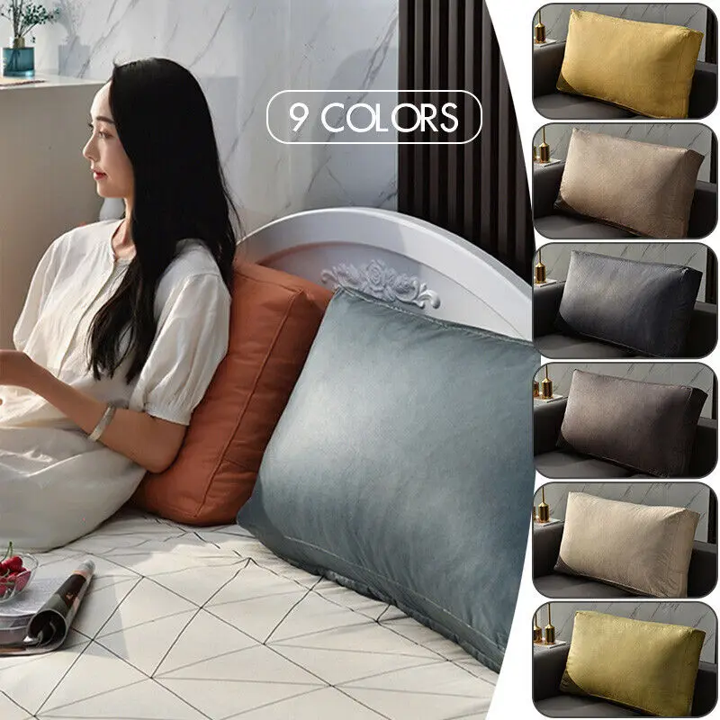 Faux Leather Sofa Back Cushion Cover Soft Pillow Case Living Room Headboard Upholstered Backrest Pad Cover No Fillings 2