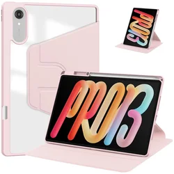 Clear Acrylic Rotating Stand Case for Xiaoxin Pad Pro GT13 (Pink)
