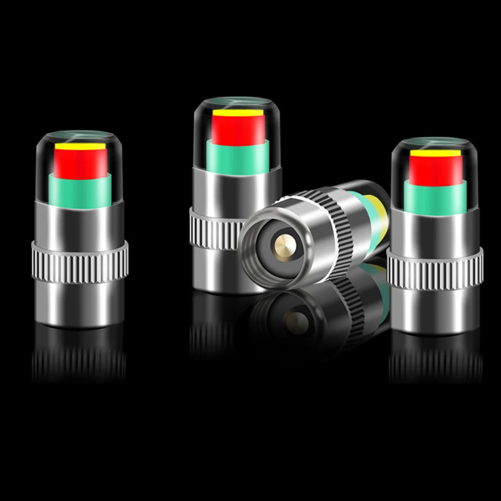 【Plastic 4Pcs Tire Pressure Monitor Valve Stem Cap Sensor Indicator 36 2.4 Bar Air Warning Alert Valve Pressure Diagnostic Kit. 