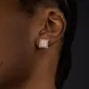 Hip Hop Ice Studded Earrings For Men Male Trend Cubic Zirconia Piercing Hiphop Gold Color Square Earring Jewelry Accessories 4