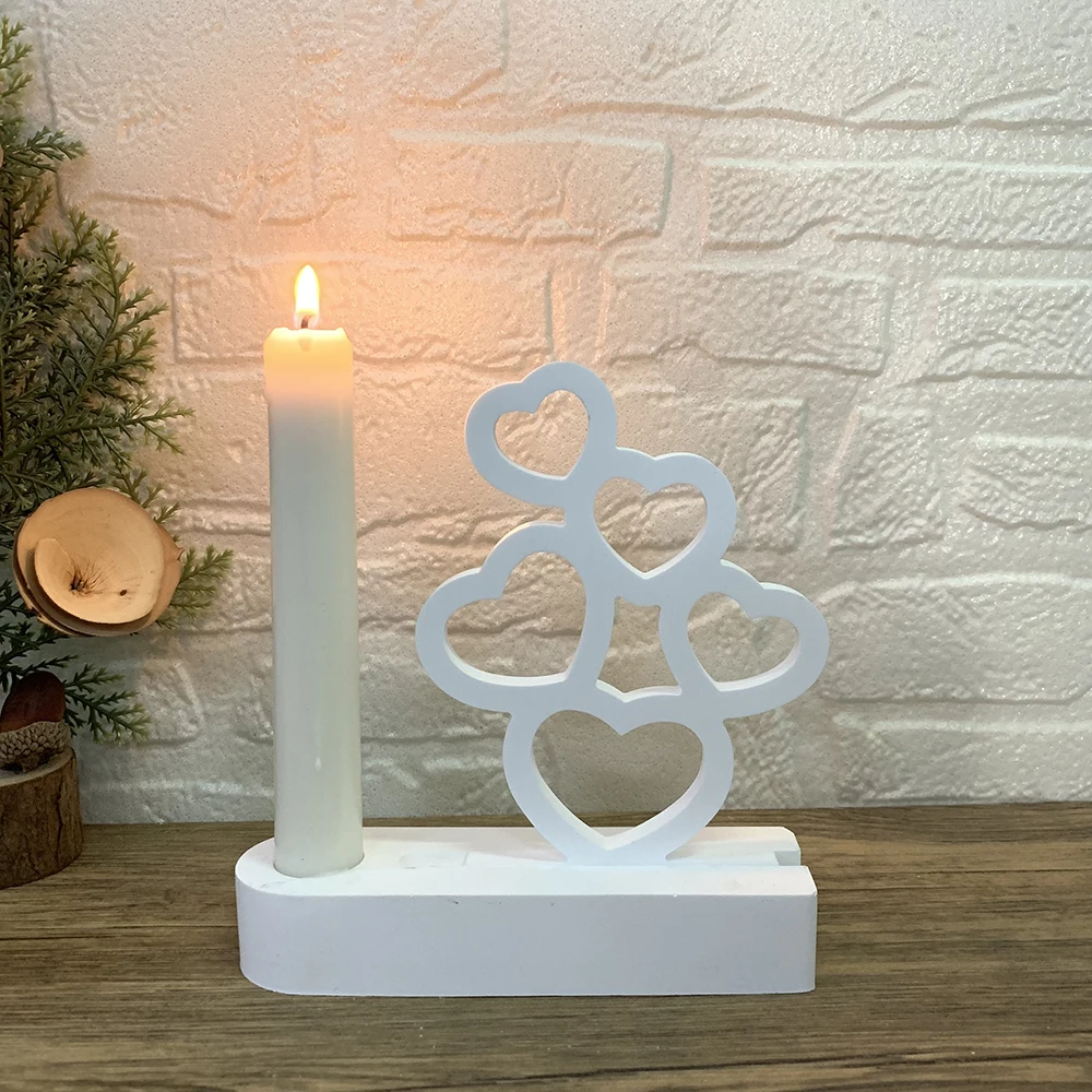 Love Series Hollow Love Plaster Decoration Mold DIY Handmade Heart Shape Candle Gypsum Silicone Mold Valentine\'s Day Gift Decor