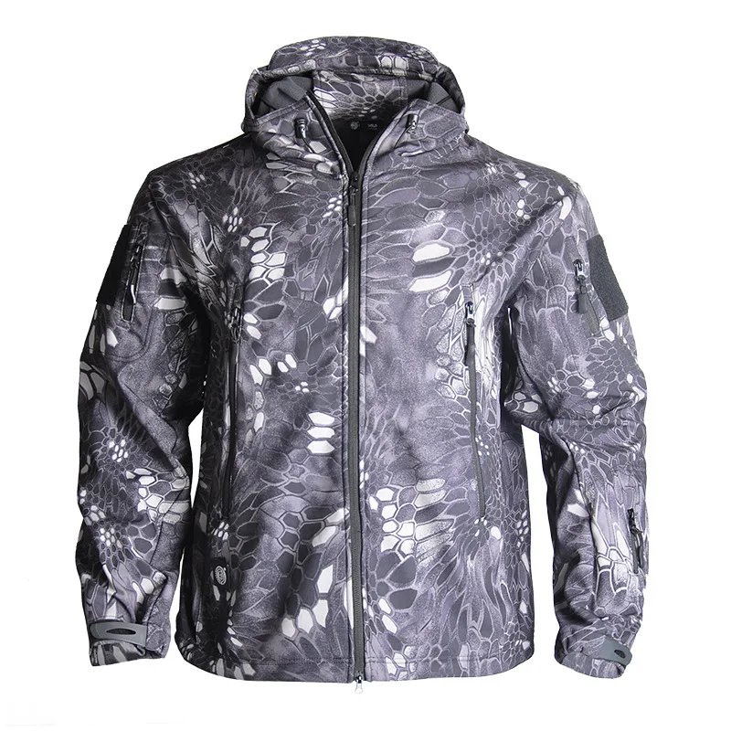 TOutdoor Assault Suit Camouflage Tactical Jacket Coat Winter Outdoor Shark Skin Softshell Windbreaker Waterproof Hunting Overall