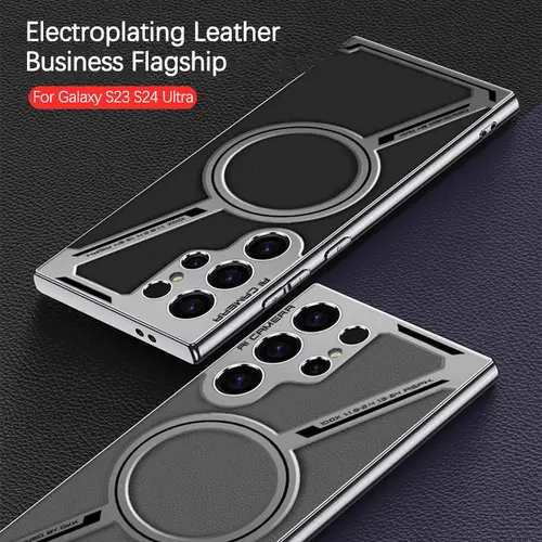 For Samsung Galaxy S26 S25 S24 S23 Ultra Luxury Plating Leather Magsafe Phone Case Magnetic Wireless Charging Shockproof Cover - Image 5