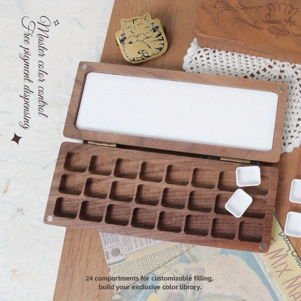 Holz Aquarellpalette Reisekasten Mit 24 Fächern Und Deckel_voghion.com