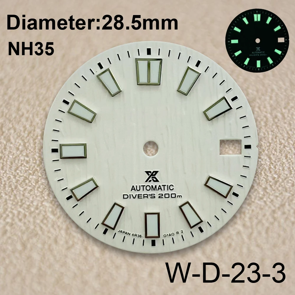 28.5mm S Logo Ocean Glacier Watch Dial Fit NH35/NH36/4R/7S Automatic Movement C3 Green Luminous Watches  Accessories