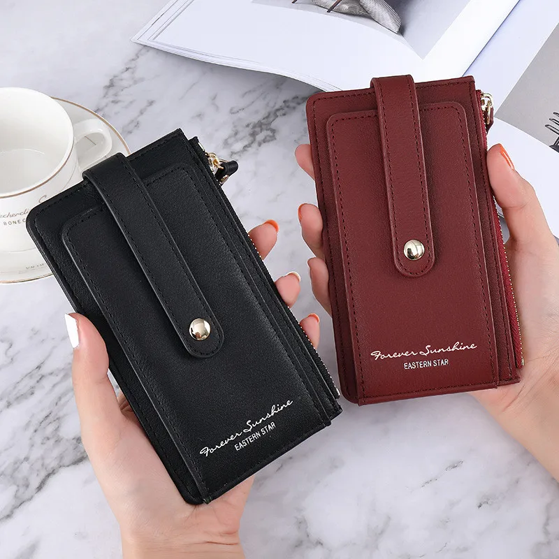 

Korean PU Leather Long Women Credit Card Holder Zipper Female Wallets Coin Purses Hasp Money Clutch Bag Clips Cover Case