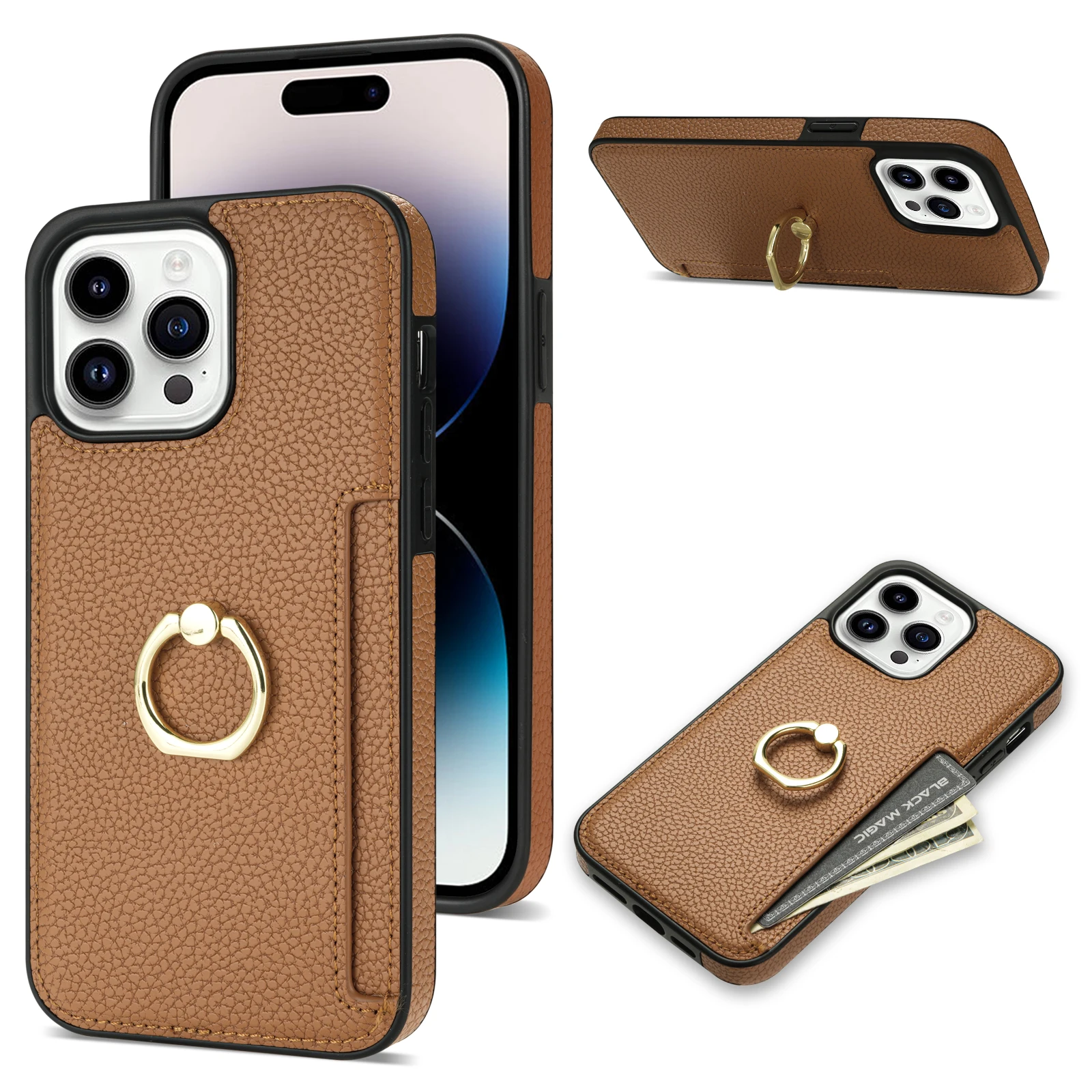 For iPhone 15 Pro Max 14 13 12 11 XS XR 87 Leather Wallet Card Holder Case  Strap