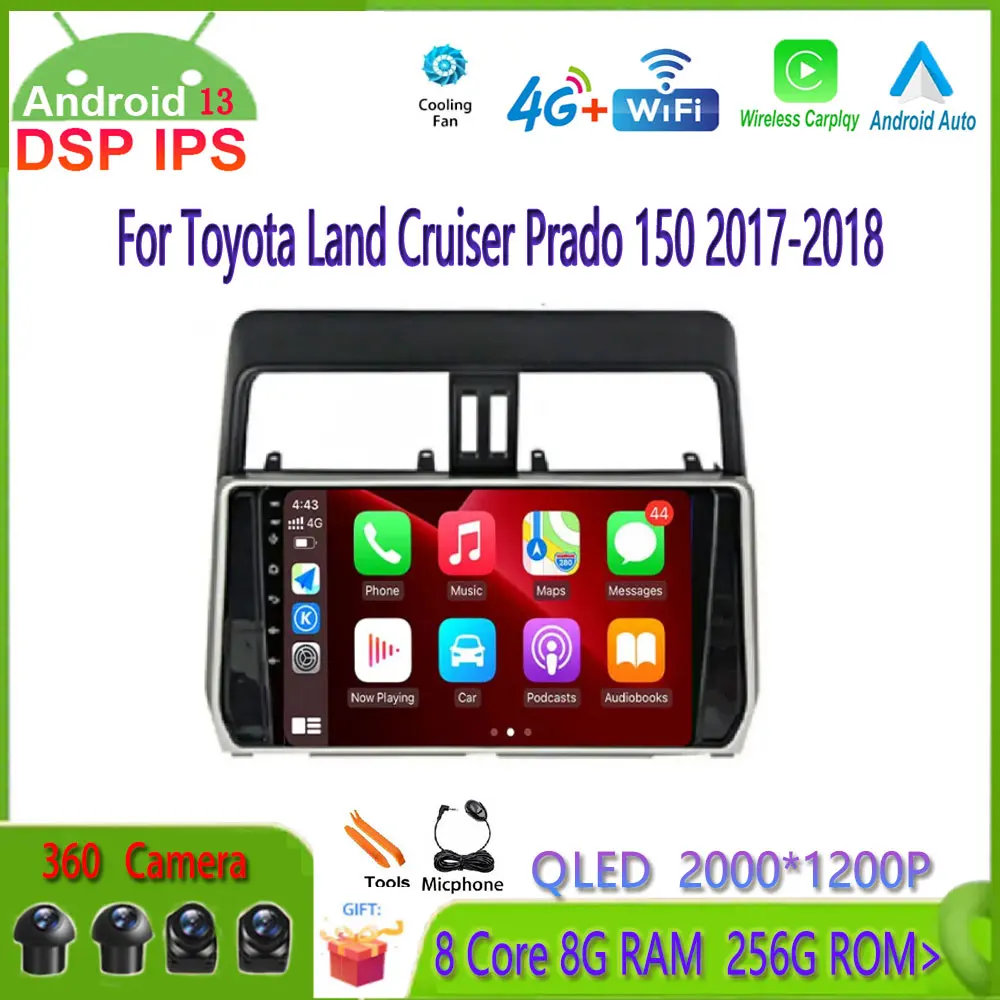 

10.1” GPS Navigation For Toyota Land Cruiser Prado 150 2017-2018 Android 13 Car Multimedia Video Player Autoradio No 2din 2 Din