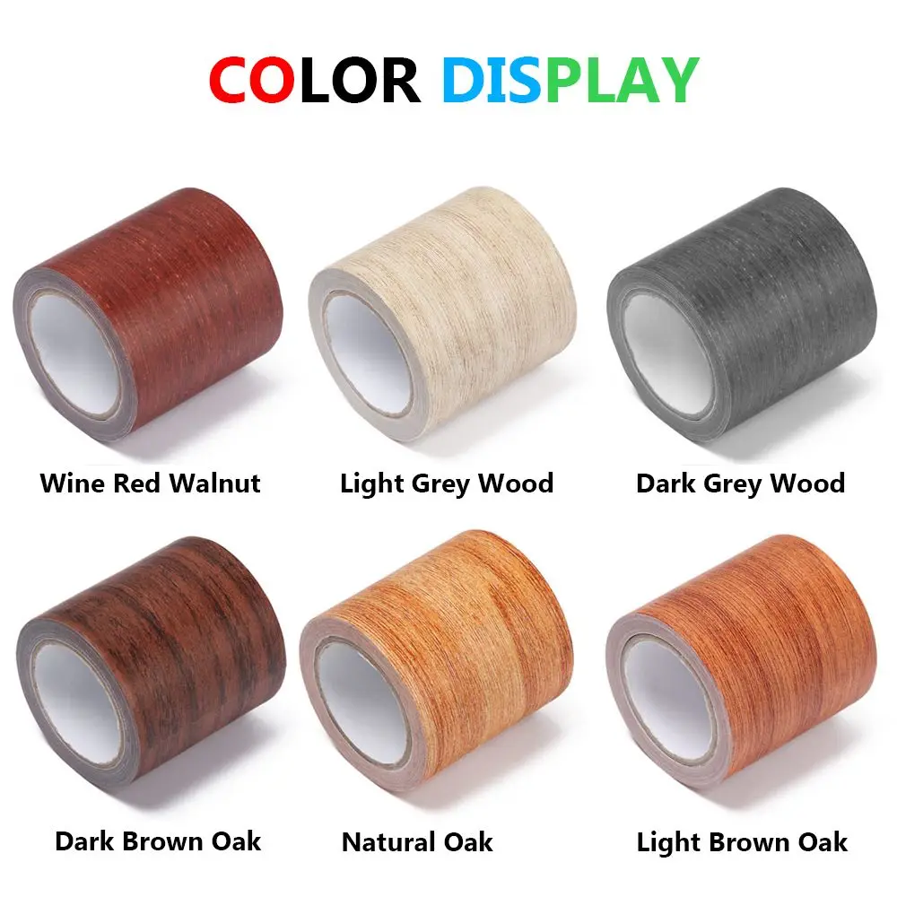 5M/Roll Realistic Wood Grain Repair Adhensive Duct Tape Floor Furniture Renovation Skirting Line Sticker Home Decoration