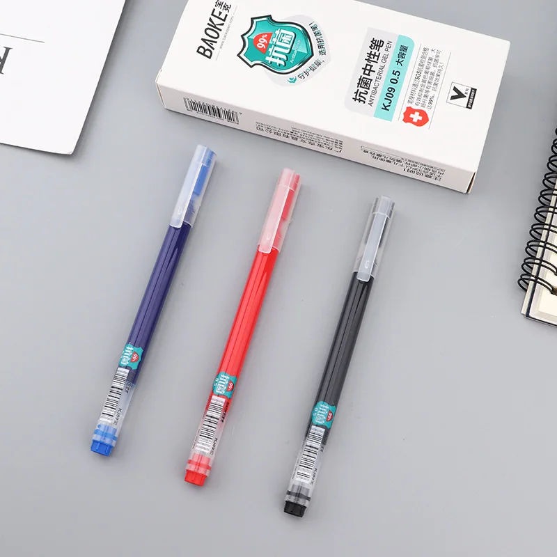 BAOKE KJ09 0.5mm High-Capacity Anti-bacterial Gel Pen 12pcs 4