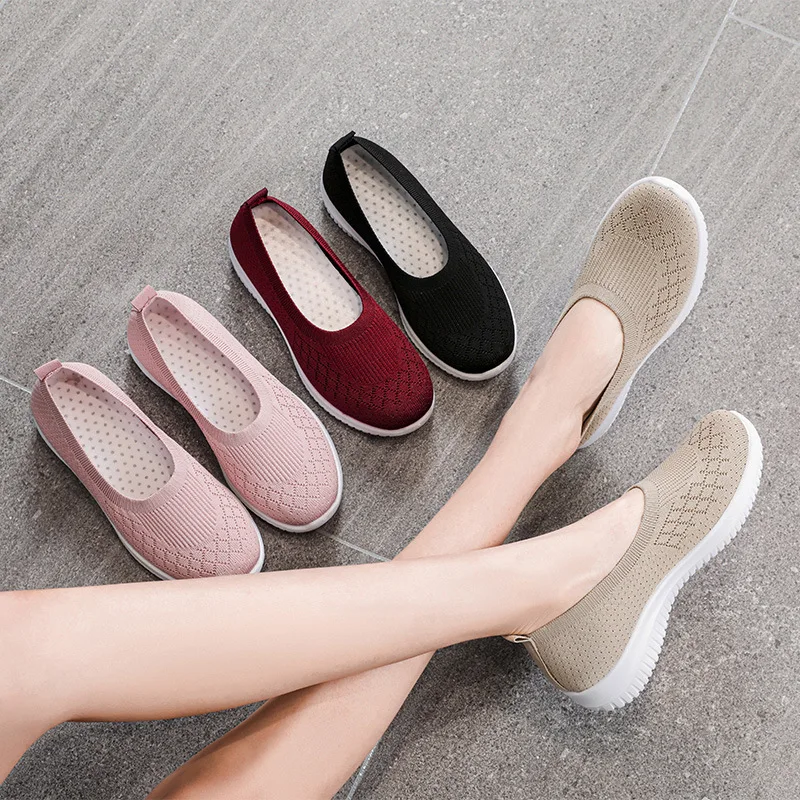 Lefu Women's Shoes Summer Net Eye Elderly Mom Shallow Breathable Large Size Work Driving Shoes 36-42