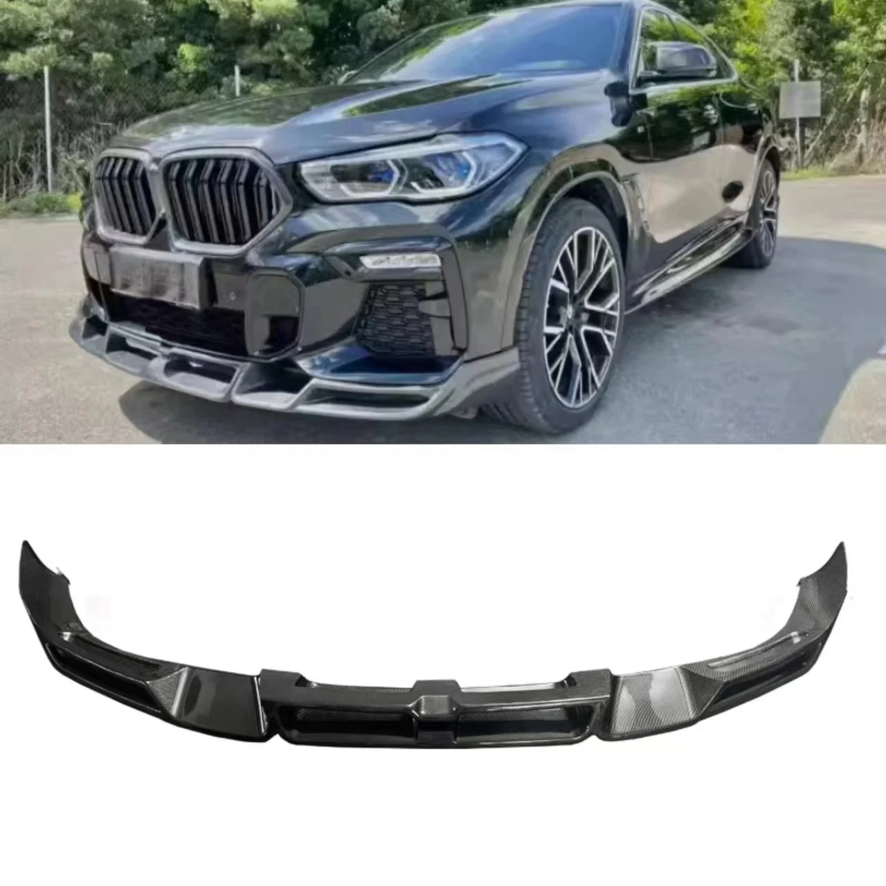 

For BMW X6 G06 LD style Carbon Fiber Car Front Bumper Spoiler Lip Lower Splitter Blade Protect Body Kit Retrofit accessories