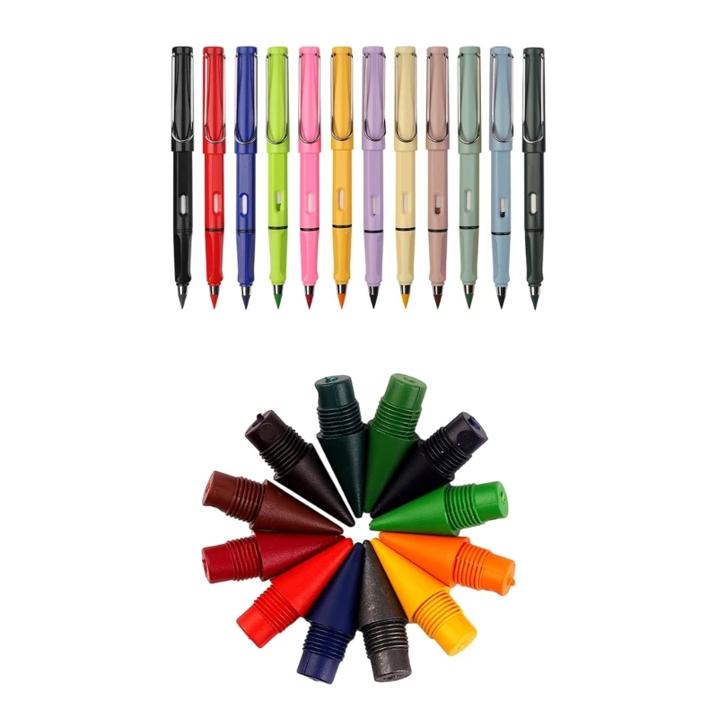 

5/12PCS Colorful Inkless Pen Colored Everlasting Pen No Sharpening for Drawing