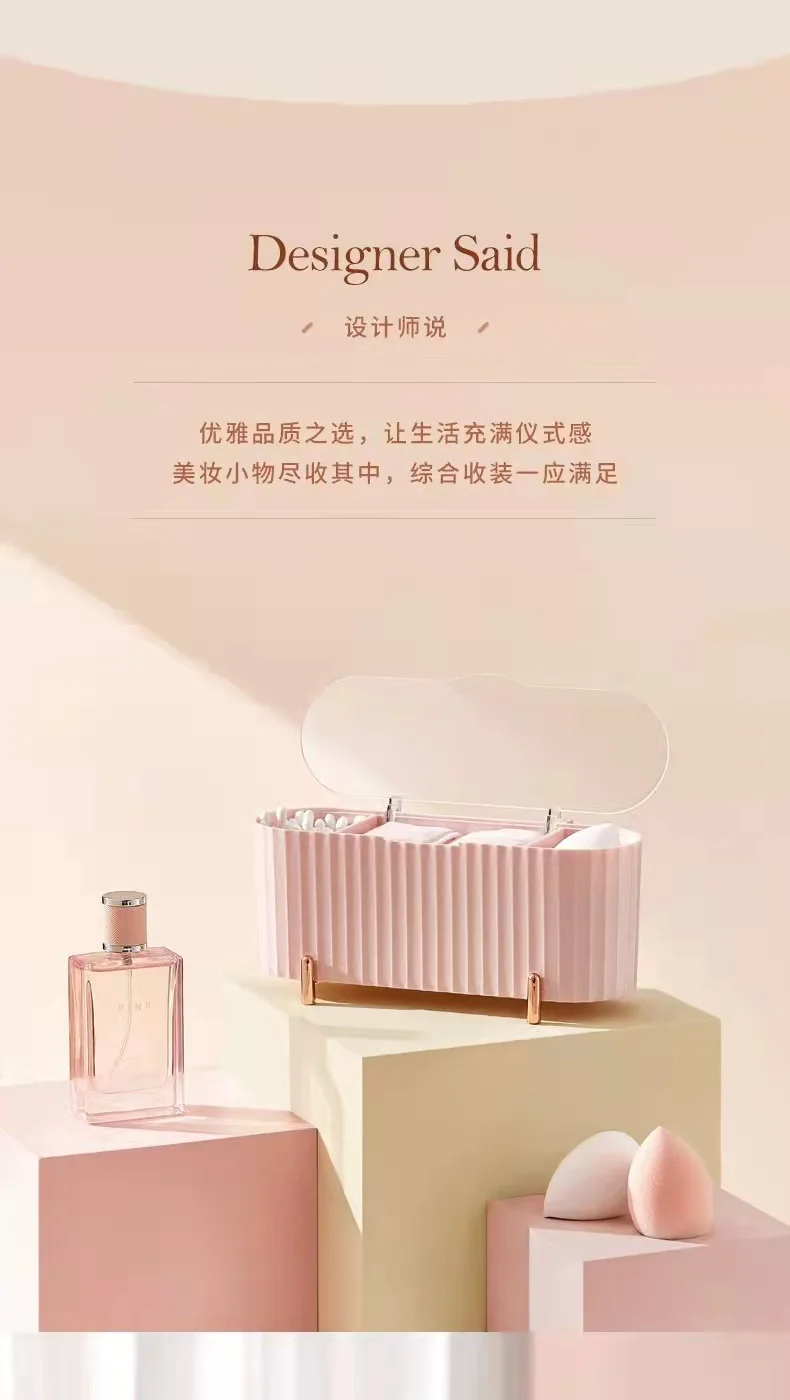 Description Picture 3 of itemCotton Swab Organizer Holder Cotton Pad Storage Box Transparent Remover Paper Makeup Box with Lid Dustproof Desktop Makeup