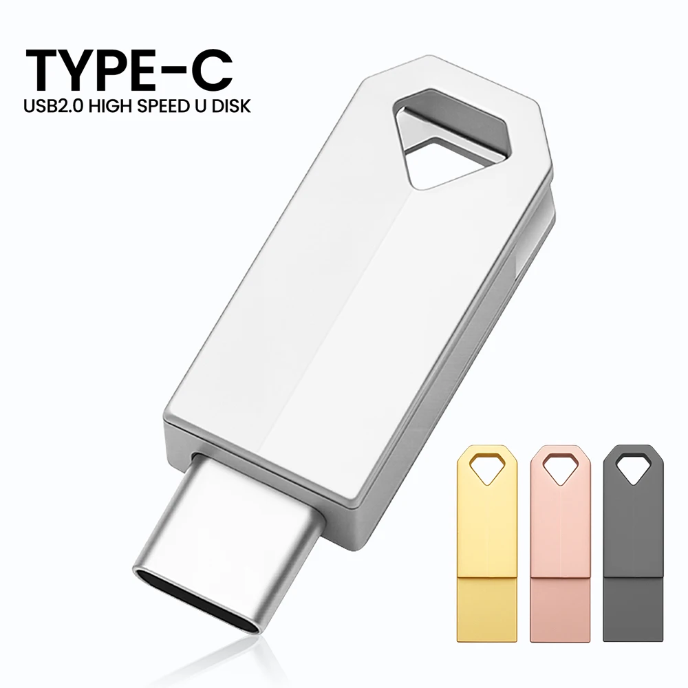 타입-C 메탈 USB 플래시 드라이브 USB-C 펜 드라이브 무료 맞춤 로고 메모리 스틱 펜드라이브 저장 장치 클레 USB 스틱 128GB 64GB 32GB